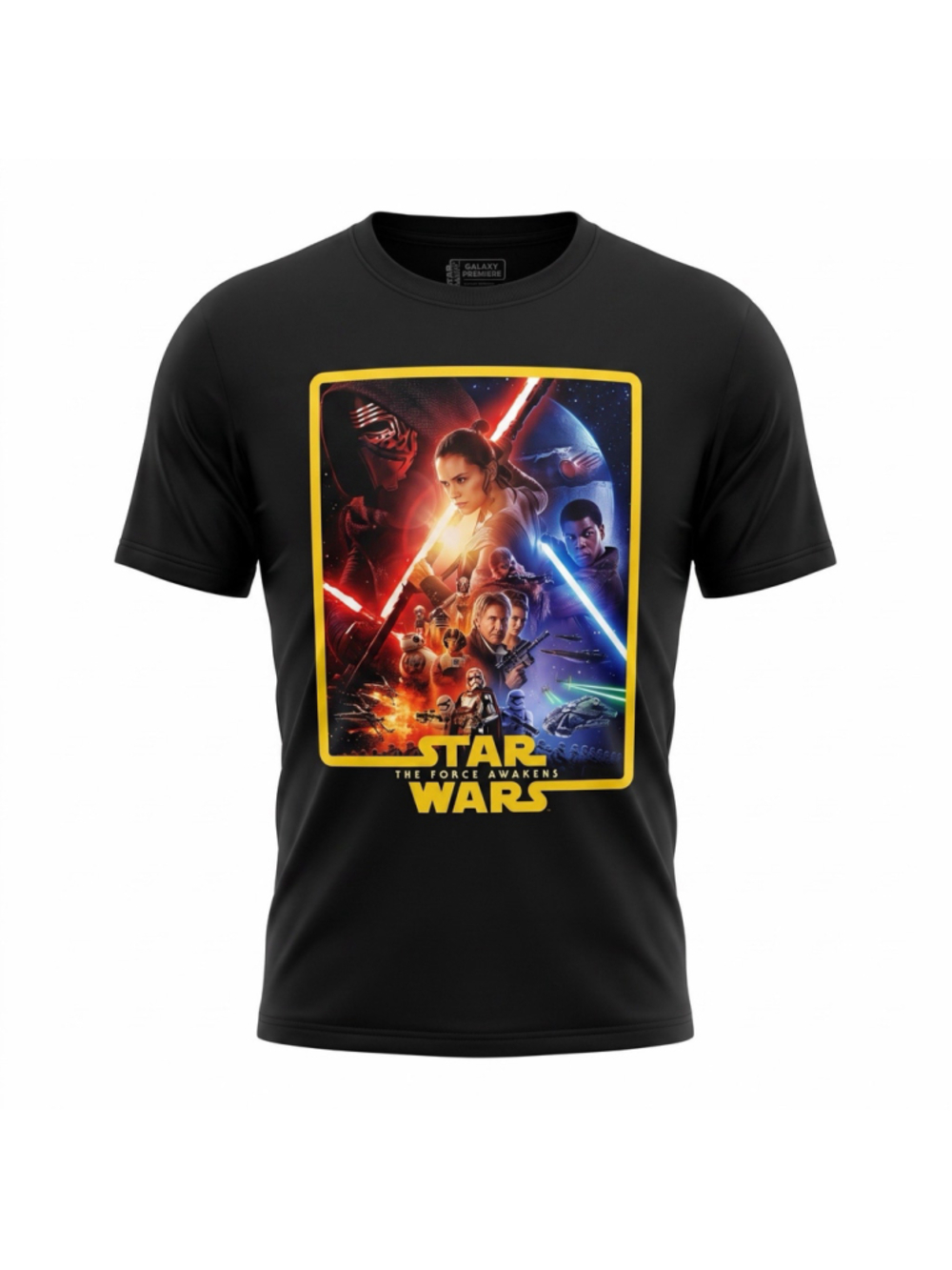 Star Wars Galaxy Premier T Shirt Black The Force Awakens Saga Continues Mens XL